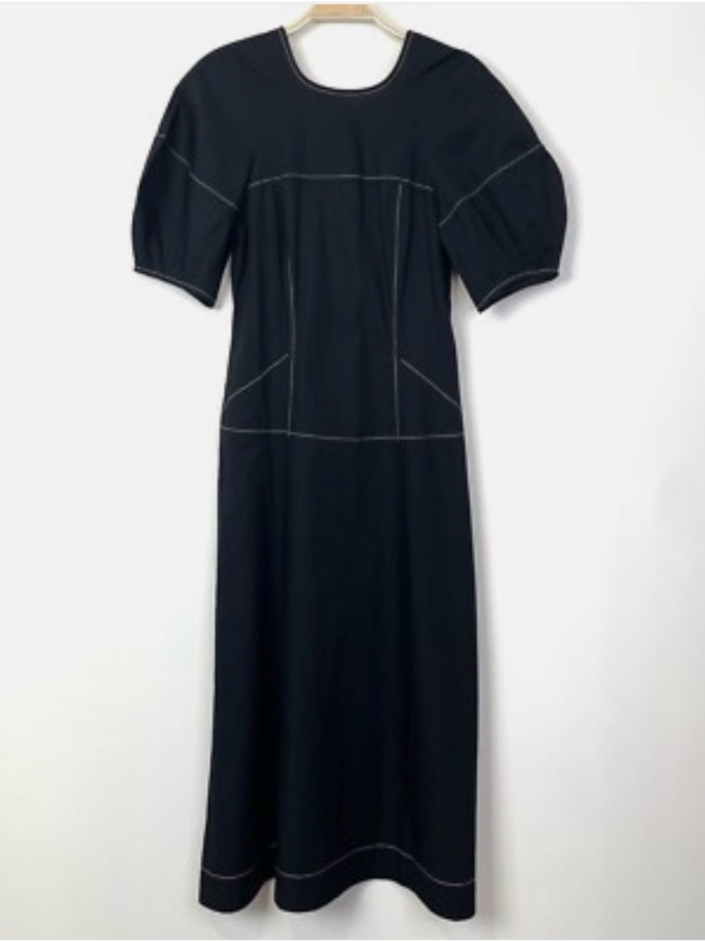 Madewell Black Midi Dress with Contrast Stitching